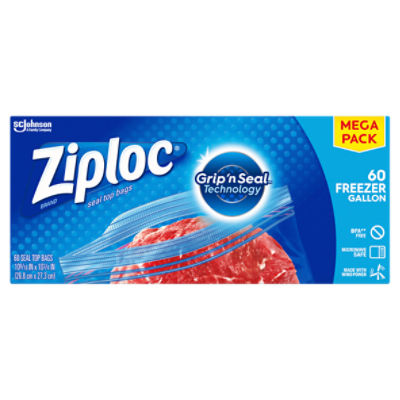 Ziploc Brand Freezer Bags Mega Pack, Gallon, 60 Count ShopRite