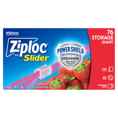 Ziploc Brand Slider Storage Quart Bags, Zipper Storage Bags, 76