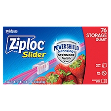 Ziploc® Brand Slider Storage Bags with Power Shield Technology, Quart, 76 Count