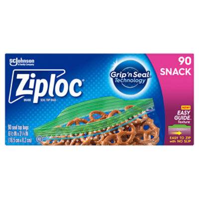 Ziploc® Brand Snack Bags with New EasyGuide™ Texture, Plastic Sandwich Bags, 90 Count