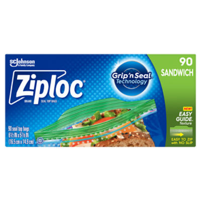 Ziploc® Brand Sandwich Bags with New EasyGuide™ Texture, Plastic Sandwich Bags, 90 Count