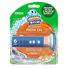 Scrubbing Bubbles Fresh Gel Toilet Cleaning Stamp, Citrus, Dispenser with 6 Gel Stamps, 1.34 oz