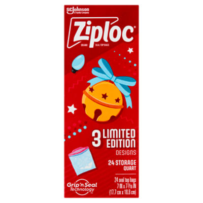Ziploc Storage Quart Seal Top Bags Limited Edition, 24 count