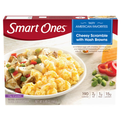 Smart Ones Cheesy Scramble with Hash Browns, Eggs & Cheddar, Monterey Jack & Mozzarella Cheeses Frozen Meal, 6.49 oz Box