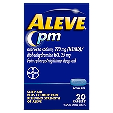 Aleve PM Pain Reliever/Nighttime Sleep-Aid, Caplets, 20 Each