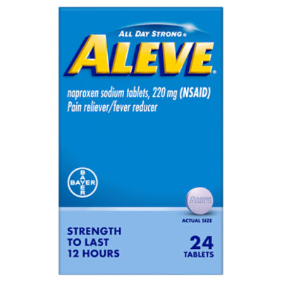 Aleve All Day Strong Naproxen Sodium Tablets, 220 mg, 24 count, 24 Each