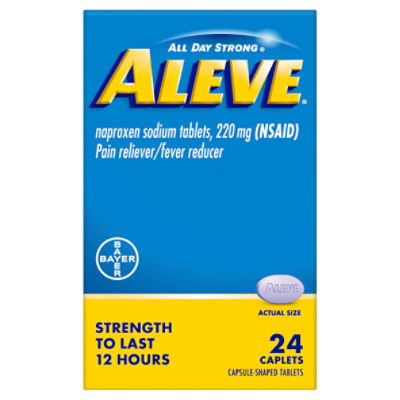 Aleve All Day Strong Naproxen Sodium Caplets, 220 mg, 24 count, 24 Each
