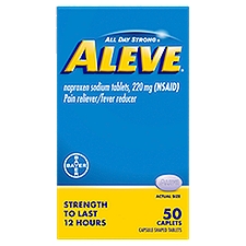 Aleve All Day Strong Caplets, Naproxen Sodium 220 mg, 50 Each