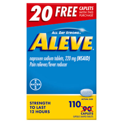 Aleve All Day Strong Naproxen Sodium Tablets, 220 mg, 110 count, 110 Each