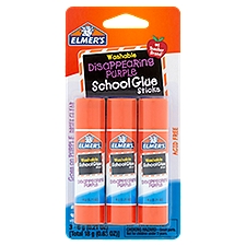 Elmer's Washable Disappearing Purple School Glue Sticks, 0.21 oz, 3 count, 0.63 Ounce