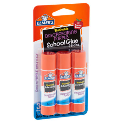 Elmer's Washable Disappearing Purple School Glue Sticks, 0.21 oz, 3 count