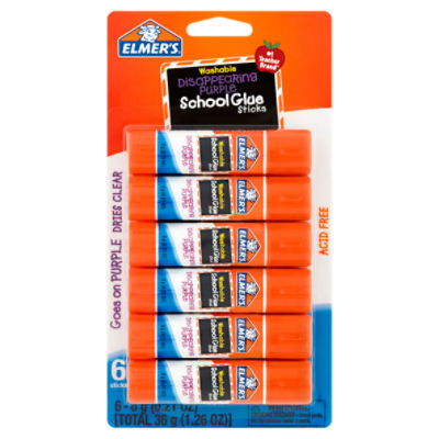 Elmer's Washable Disappearing Purple School Glue Sticks, 0.21 oz, 6 count