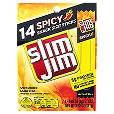 Slim Jim Spicy Smoked, Snack Stick, 3.92 Ounce