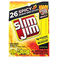 Slim Jim Spicy Snack Size, Smoked Meat Sticks, 7.28 Ounce