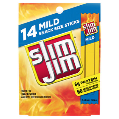 Slim Jim Mild Smoked Snack Stick, 0.28 oz, 14 count