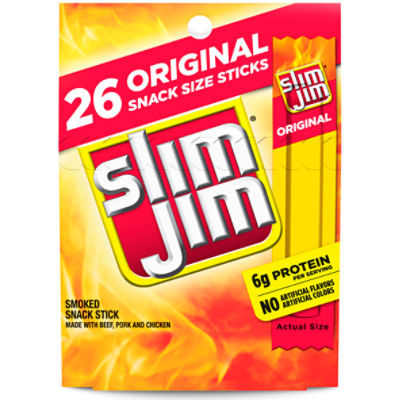 Slim Jim Original Smoked Snack Stick, 0.28 oz, 26 count
