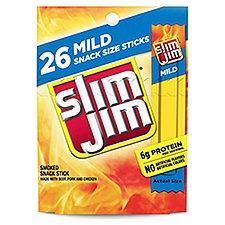 Slim Jim Mild Smoked Snack Sticks, 0.28 oz, 26 count