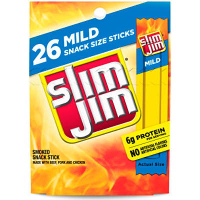 Slim Jim Mild Smoked Snack Stick, 0.28 oz, 26 count