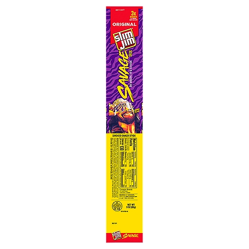 Slim Jim Savage Original Flavor Smoked Meat Snack Stick, 3 oz.
