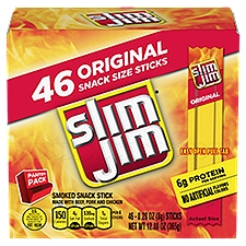 Slim Jim Original Smoked Snack Stick Pantry Pack, 0.28 oz, 46 count