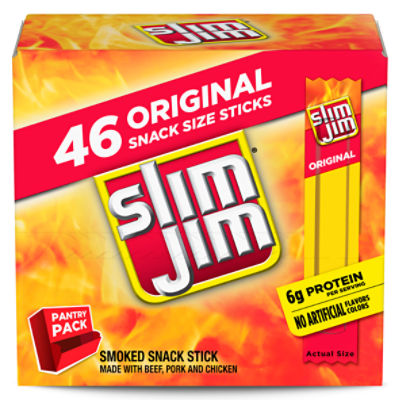Slim Jim Original Smoked Snack Stick Pantry Pack, 0.28 oz, 46 count
