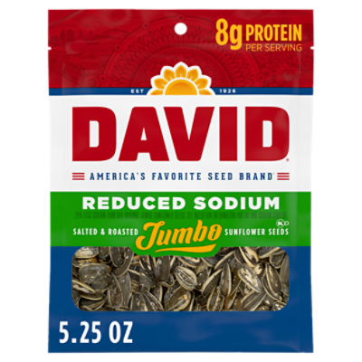David Reduced Sodium Salted & Roasted Sunflower Seeds Jumbo, 5.25 oz