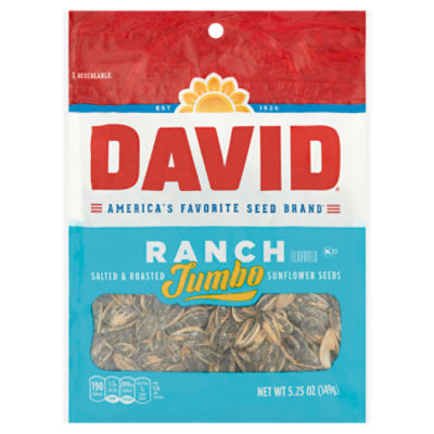 David Ranch Flavored Salted & Roasted Sunflower Seeds Jumbo, 5.25 oz