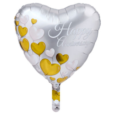 Happy Anniversary Standard Heart Decorative Balloon, 18 in, 1 count