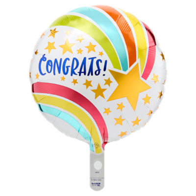 Congrats! Shooting Star Standard Round Decorative Balloon, 17 in, 1 count, 1 Each