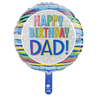Happy Birthday Dad! Standard Round Decorative Balloon, 17 in, 1 count, 1 Each