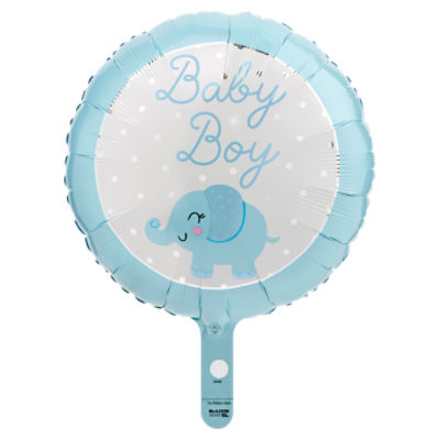 Baby Boy Elephant Standard Round Decorative Balloon, 17 in, 1 count