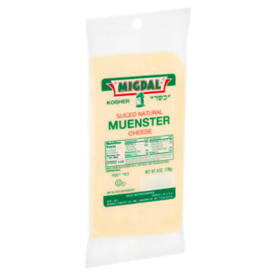 Migdal Kosher Sliced Natural Muenster Cheese, 6 oz