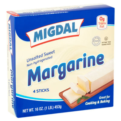 Migdal Unsalted Sweet Margarine, 4 count, 16 oz