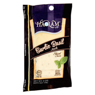 Haolam Garlic Basil Sliced Jack Cheese, 6 oz