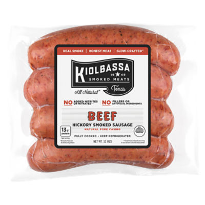 Kiolbassa Smoked Meats Beef Smoked Sausage, 4 Count, 13 Oz