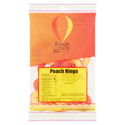 Rayge Candy & Nuts Peach Rings Candy, 5 oz