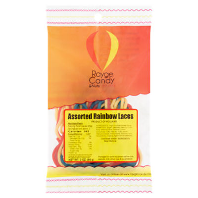 Rayge Candy & Nuts Assorted Rainbow Laces Candy, 3 oz