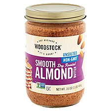 Woodstock Unsalted Smooth Dry Roasted, Almond Butter, 16 Ounce