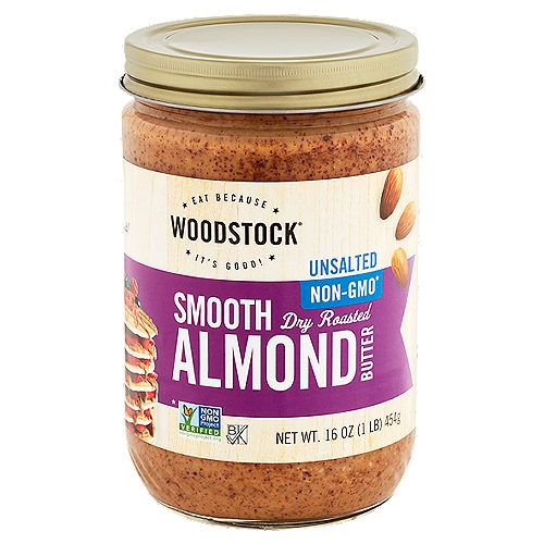 Woodstock Unsalted Smooth Dry Roasted Almond Butter, 16 oz