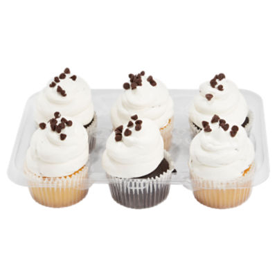 6 Pack Yellow & Chocolate Cannoli Cupcakes