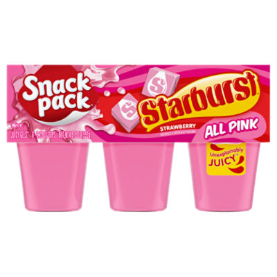 Snack Pack Starburst Strawberry All Pink Juicy Gels Cups, 3.25 oz, 6 count, 19.5 Ounce