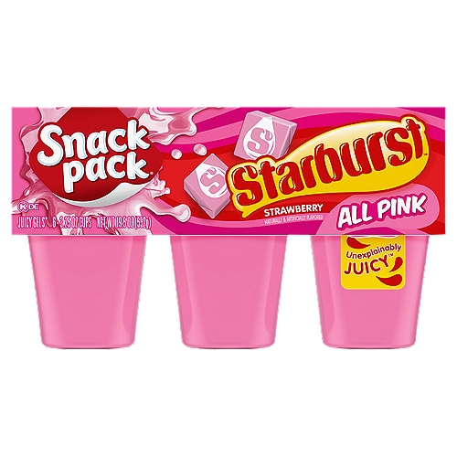 Snack Pack Starburst Strawberry All Pink Juicy Gels Cups, 3.25 oz, 6 count
