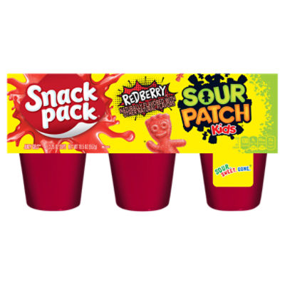 Snack Pack Sour Patch Kids Redberry Juicy Gels, 3.25 oz, 6 count, 3.25 Ounce