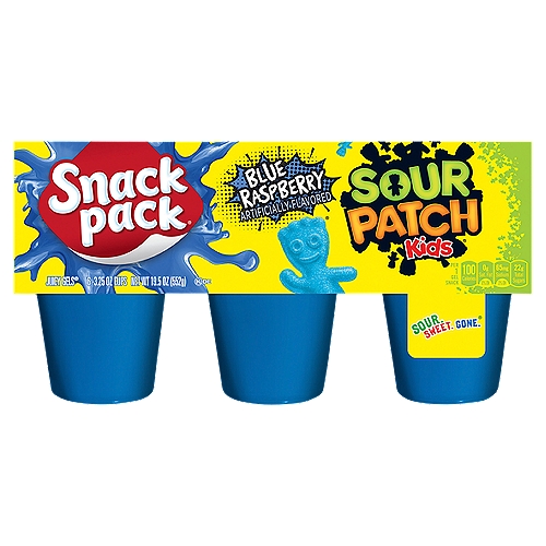 Snack Pack Sour Patch Kids Blue Raspberry Juicy Gels, 3.25 oz, 6 count