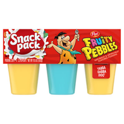 Post Snack Pack Fruity Pebbles Pudding Cups, 3.25 oz, 6 count, 19.5 Ounce