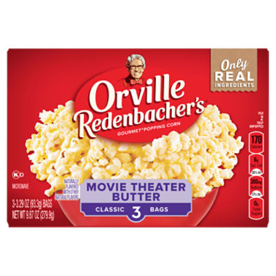 Orville Redenbacher's Movie Theater Butter Microwave Popcorn, 3.29 Ounce Classic Bag, 3-Count