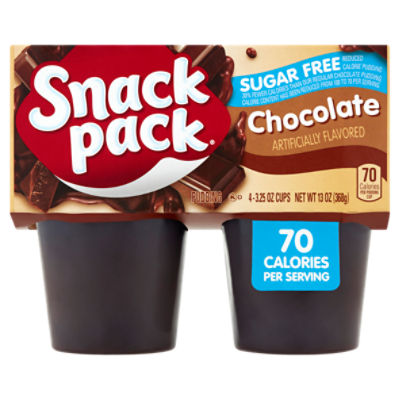 Snack Pack Sugar Free Chocolate Pudding, 3.25 oz, 4 count, 13 Ounce