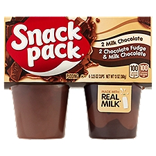 Snack Pack Milk Chocolate and Chocolate Fudge & Milk Chocolate Pudding, 3.25 oz, 4 count, 13 Ounce