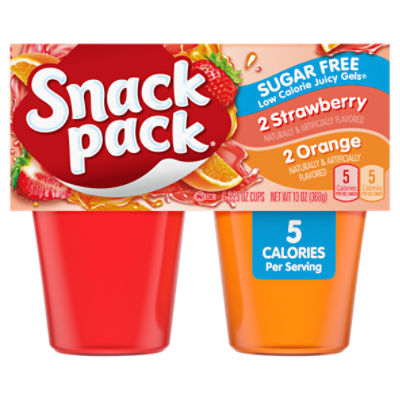 Snack Pack Sugar Free Strawberry and Orange Juicy Gels, 3.25 oz, 4 count