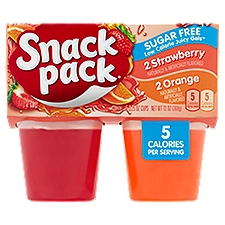 Snack Pack Sugar Free Strawberry and Orange Juicy Gels, 3.25 oz, 4 count